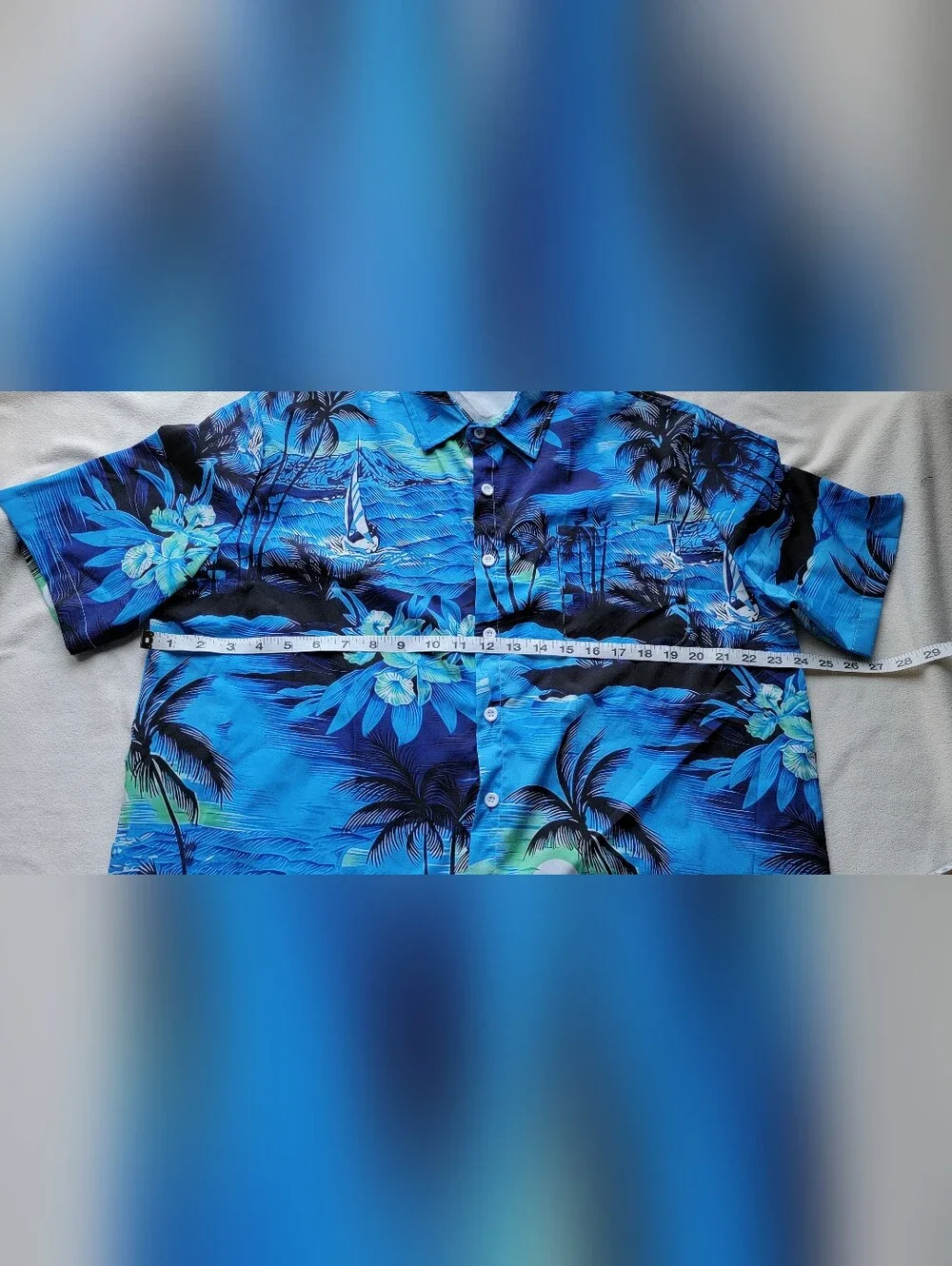 Blue Tropical Hawaiian Button-Up Shirt